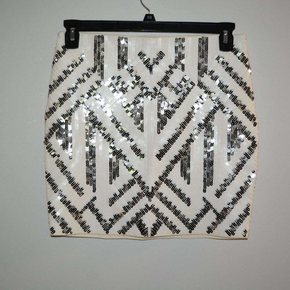 White Sequined mini skirt